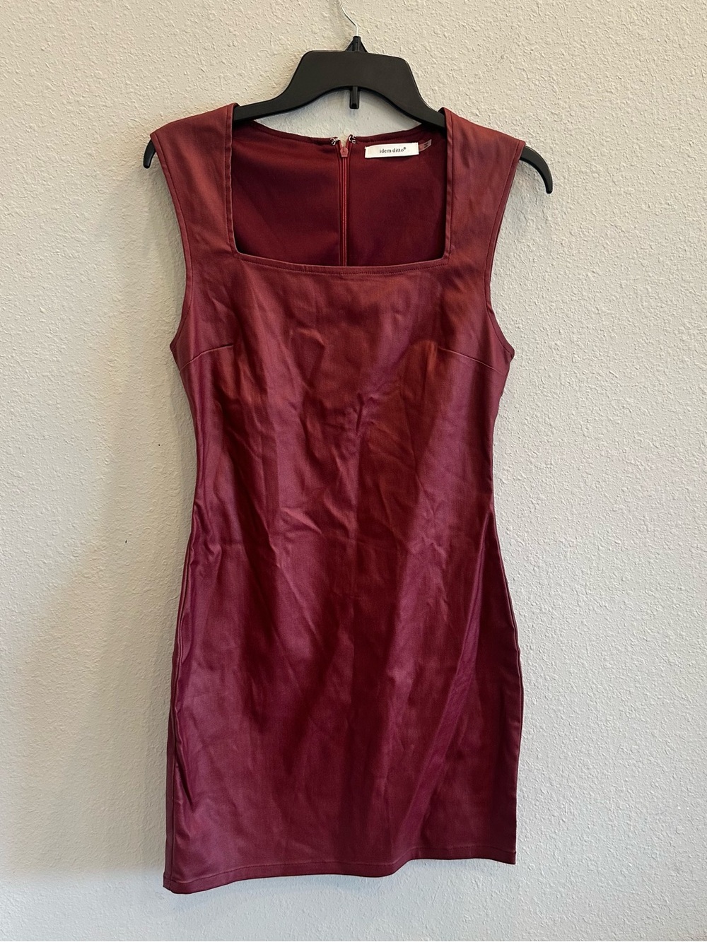 Idem Ditto Burgundy Faux Leather Mini Dress Medium Chic